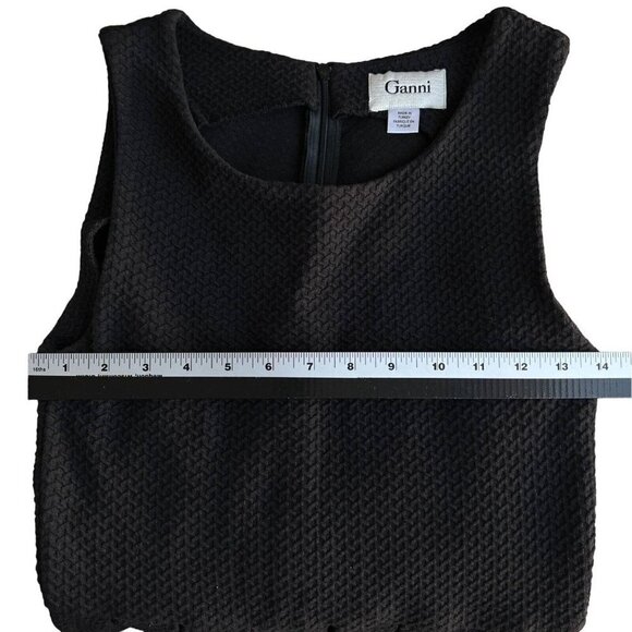 Ganni‎ Textured Pleated Mini Dress Womens Size S Sleeveless Capsule Corpcore - Picture 7 of 11